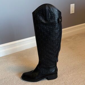 Black Gucci Knee-High Riding Boots